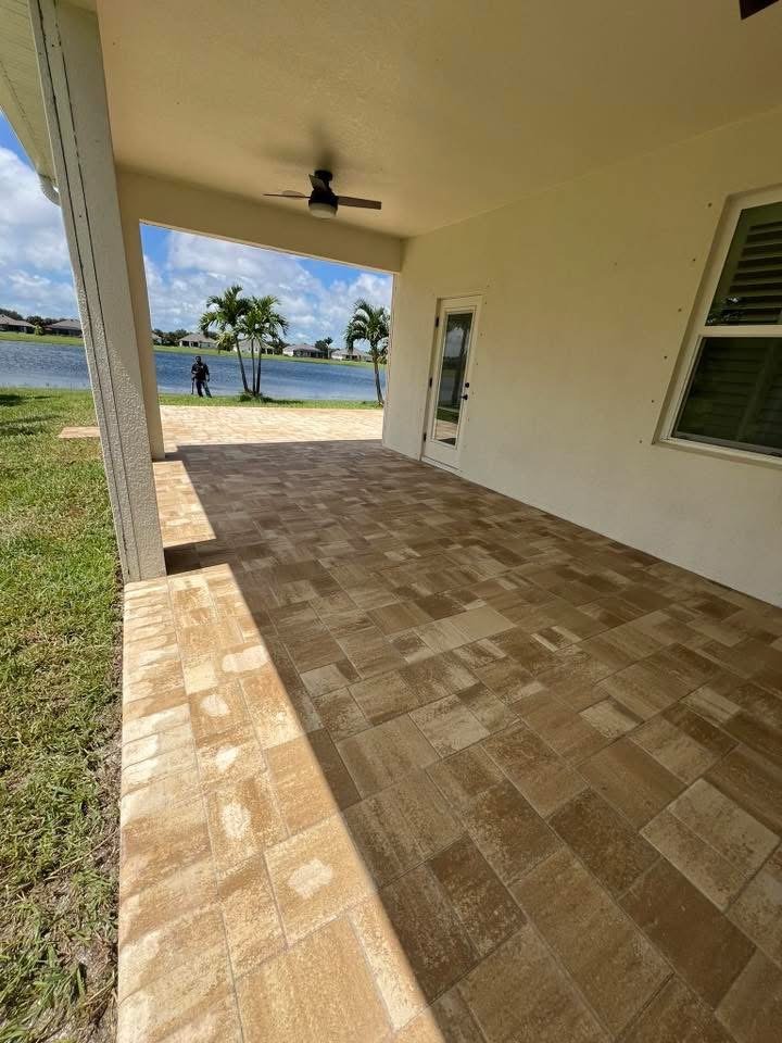 Custom patio project in Suntree, Florida, designed to improve backyard usability while enhancing the overall appearance of the property.