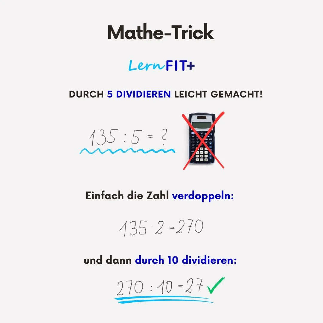 Dieser Moment, wenn du etwas in 5 gleiche Teile aufteilen musst ➗
und keinen Taschenrechner griffbereit hast 🤔
Jede Zahl, die mit 0 oder 5 endet, ist &uuml;brigens durch 5 teilbar 💡

#mathematik #mathelernen #nachhilfe #lernfit #wels #welsland #obe