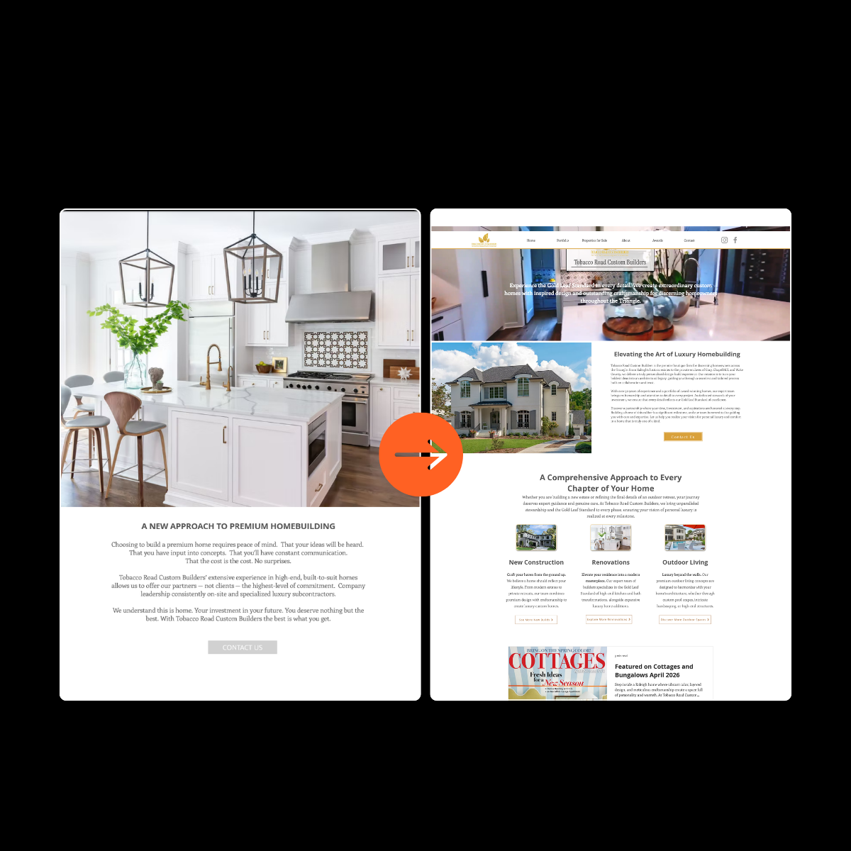 Before and after builder website