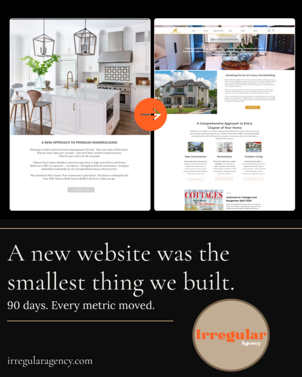 Before and After Website photos for a custom home builder website