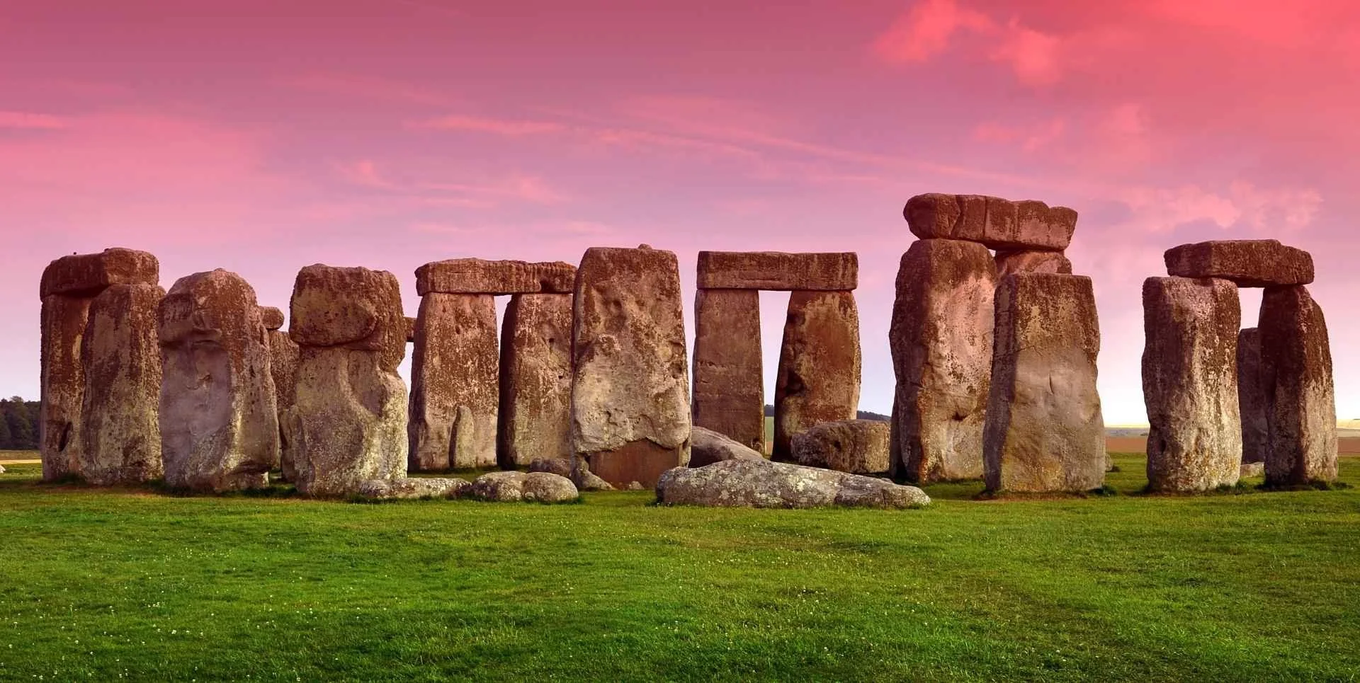 Stonehenge against a pink sky