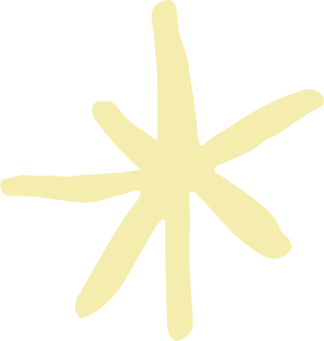 A light yellow, star-shaped object with multiple elongated points extending outward
