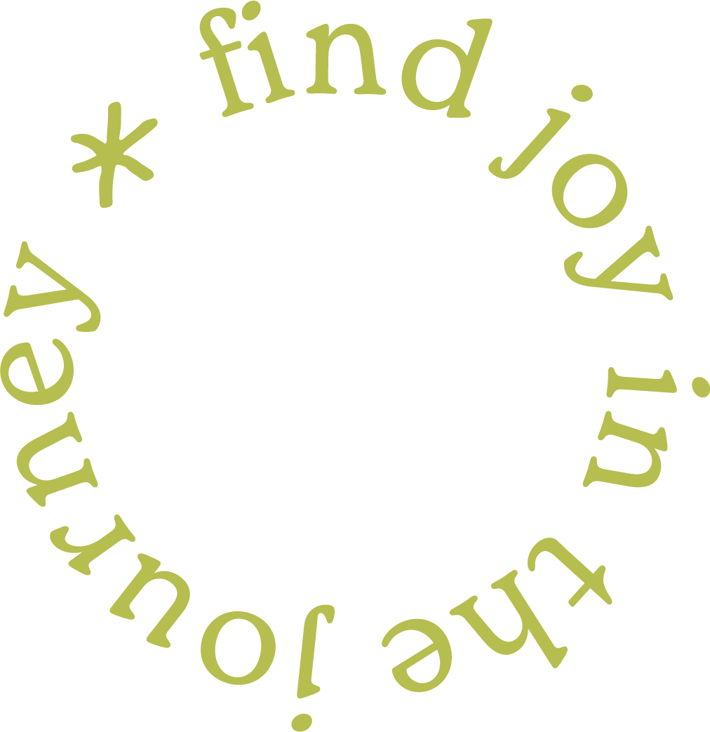 Green text in a circular pattern reads, "Find joy in uncovering."