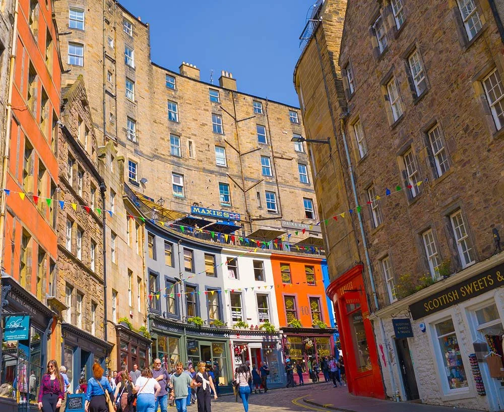 View of Victoria Street, Edinburgh from the Grassmarket. A view available on the Edinburgh Old Town Icons Photo Walk Tour provided by Shutter Scotland