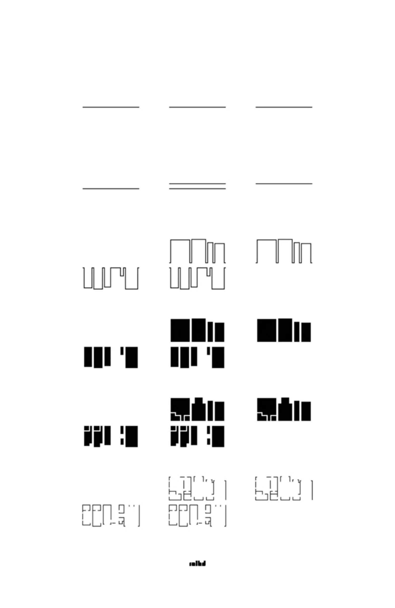 A series of symbols, numbers, and barcodes arranged in rows on a white background.