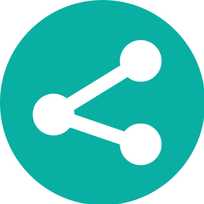 A teal share icon with three connected dots representing communication, civic engagement, and accessible information systems in Washington, D.C. under the Human Life Standard.