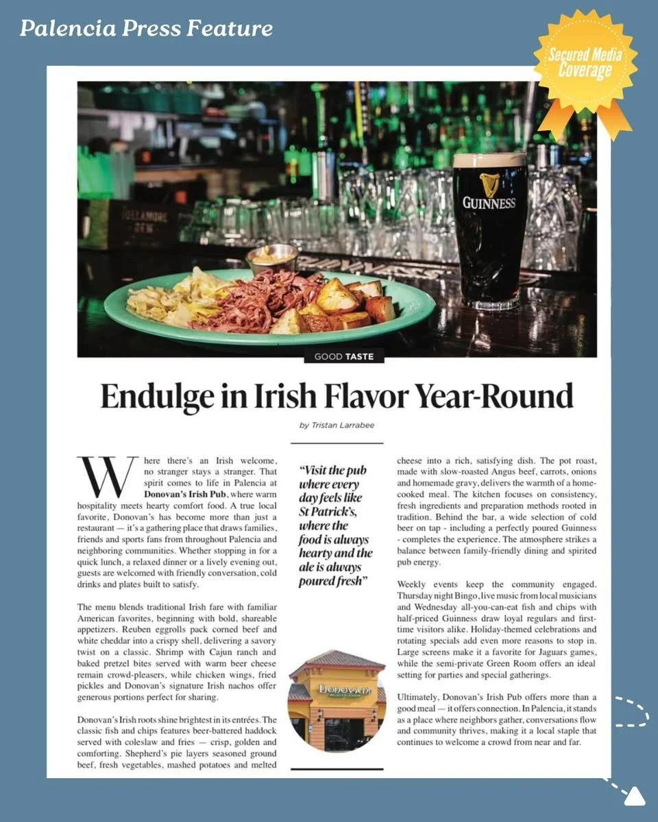 Donovan’s Irish Pub two page feature publishes just in time for St. Patrick’s Day