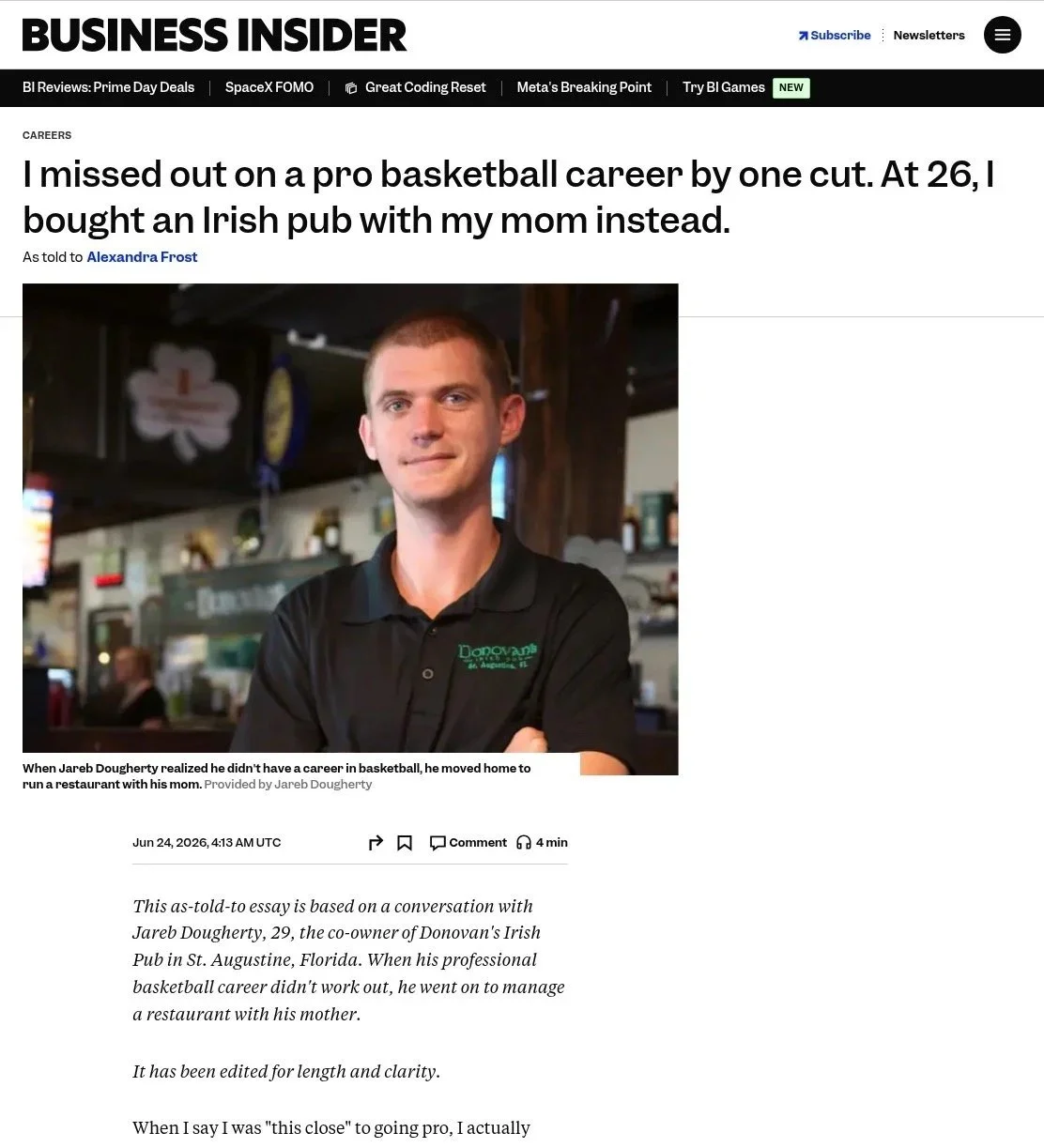 Business Insider Highlights Donovan's Irish Pub &amp; Restaurant