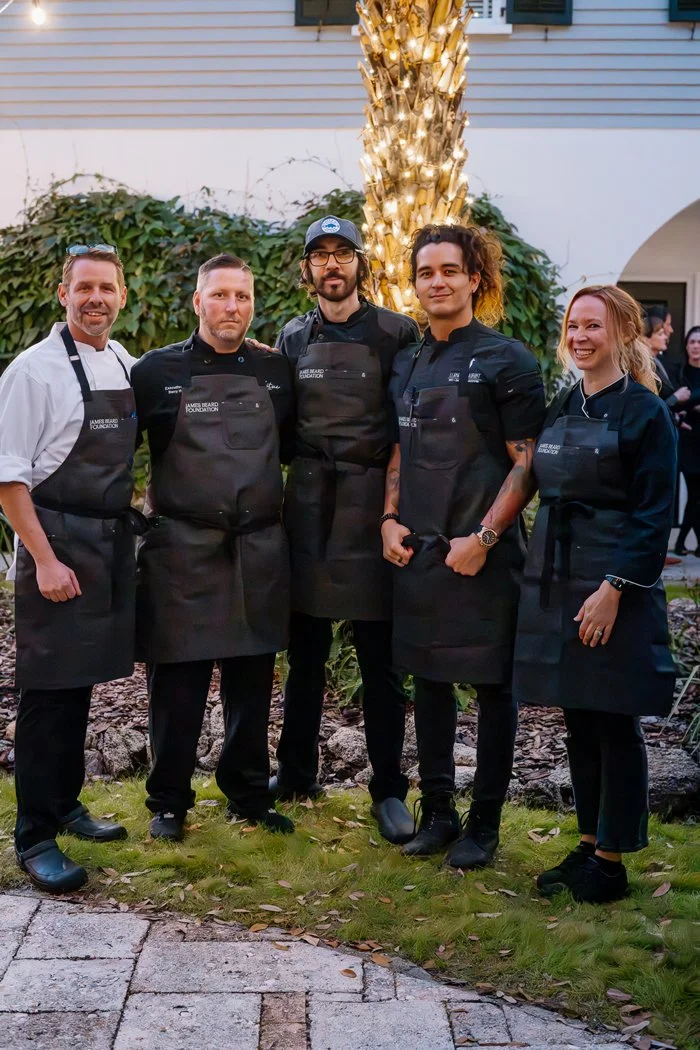 James Beard Dinner Culinary Team – From left to right_ Matthew Brown (Asado Life), Barry Honan (Lotus Noodle Bar), Joshua Smith (Catch 27), Marcel Vizcarra (Llama Restaurant), Genie McNally (The Floridian).