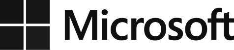 Microsoft logo with four black squares forming a window icon and the word 'Microsoft' in black text