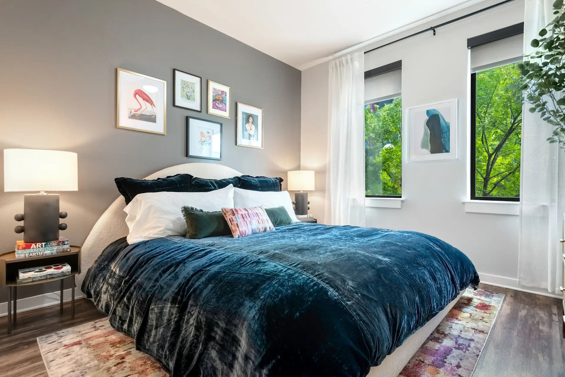 Bright Bedroom at Lamar Union With Large Windows and Modern Decor