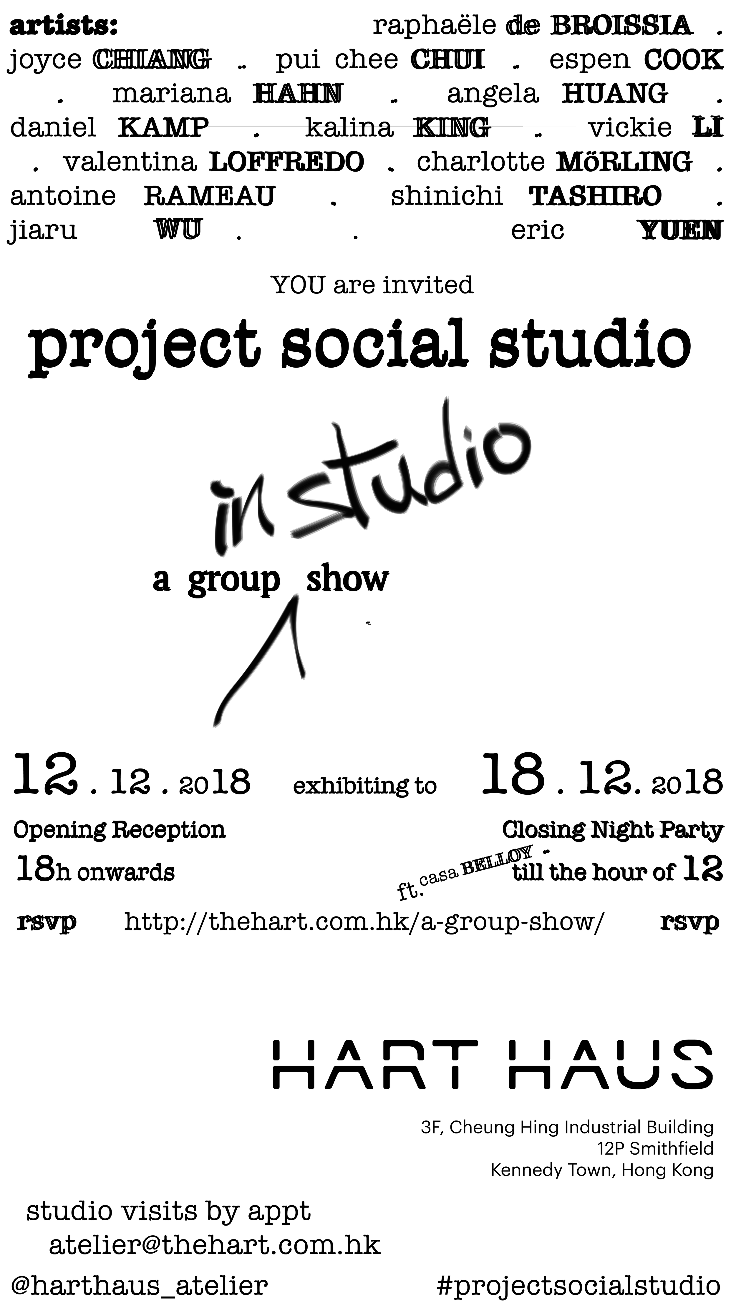 Project Social Studio: a group show | in studio