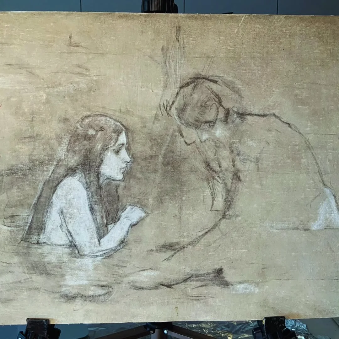 Study for &ldquo;Eve and Adam.&rdquo;
Perhaps it was never meant to be seen &mdash;
but somehow it found its way here.

Lately, I&rsquo;ve felt drawn to share more of my sketches, studies, and quiet failures with this little corner of the world.

Cha