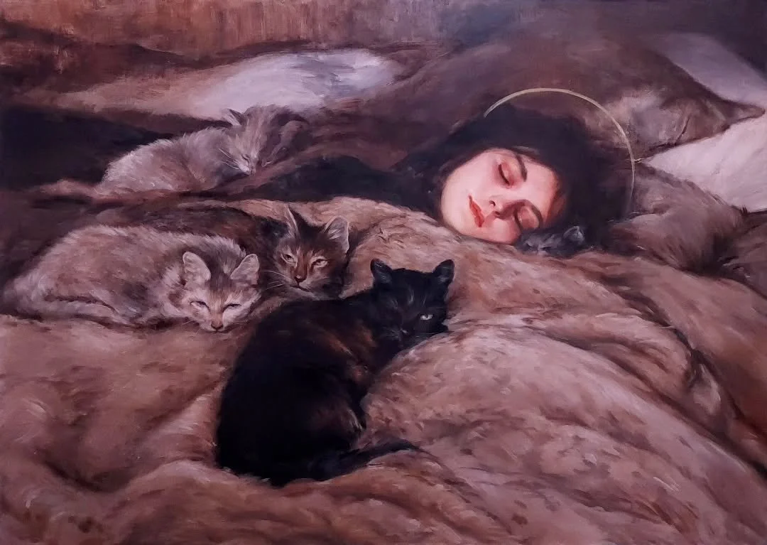"Quiet holiness". Oil on linen 70 x 50cm / 27.5 x 19.5 in

St. Gertrude of Nivelles, and the animals she protected. 
.
.
.
.
#saintgertrude #christianart #oilpainting #SacredArt #ArtOfFaith #spiritualart #peacefulart #CatholicArt #orthodoxa