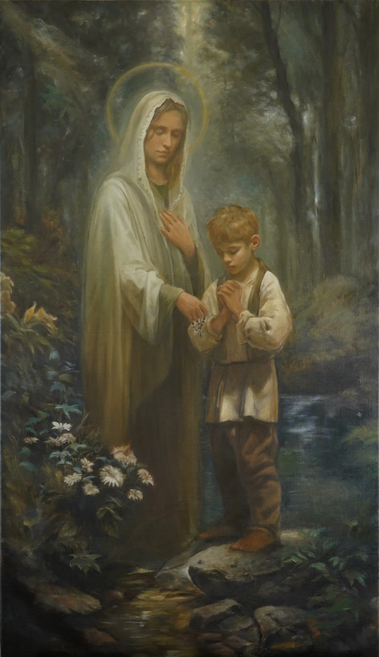 "Our Lady of the Rosary". Oil on Canvas. (51.2 in × 31.5 in/ 80 x 130cm )