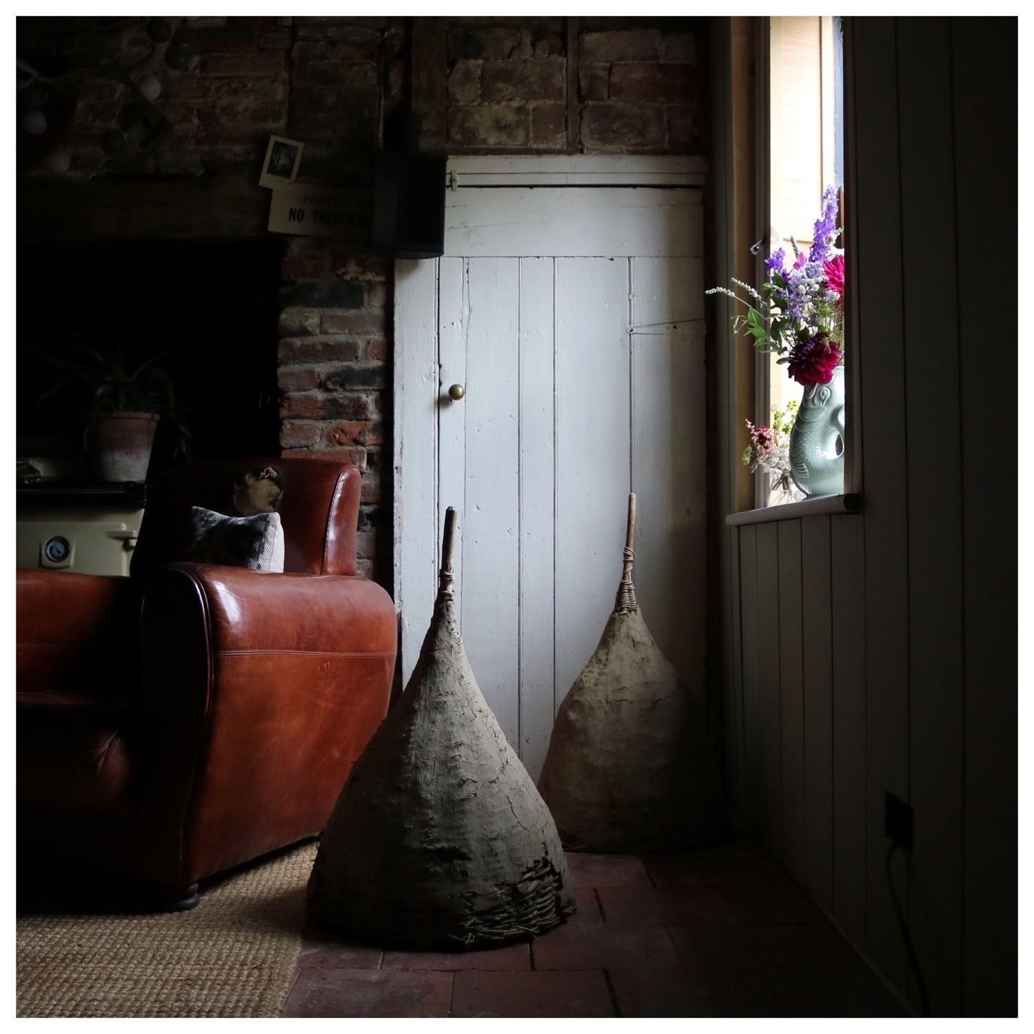 Antique French Basque Beehive Skeps — Daub Covered Wicker