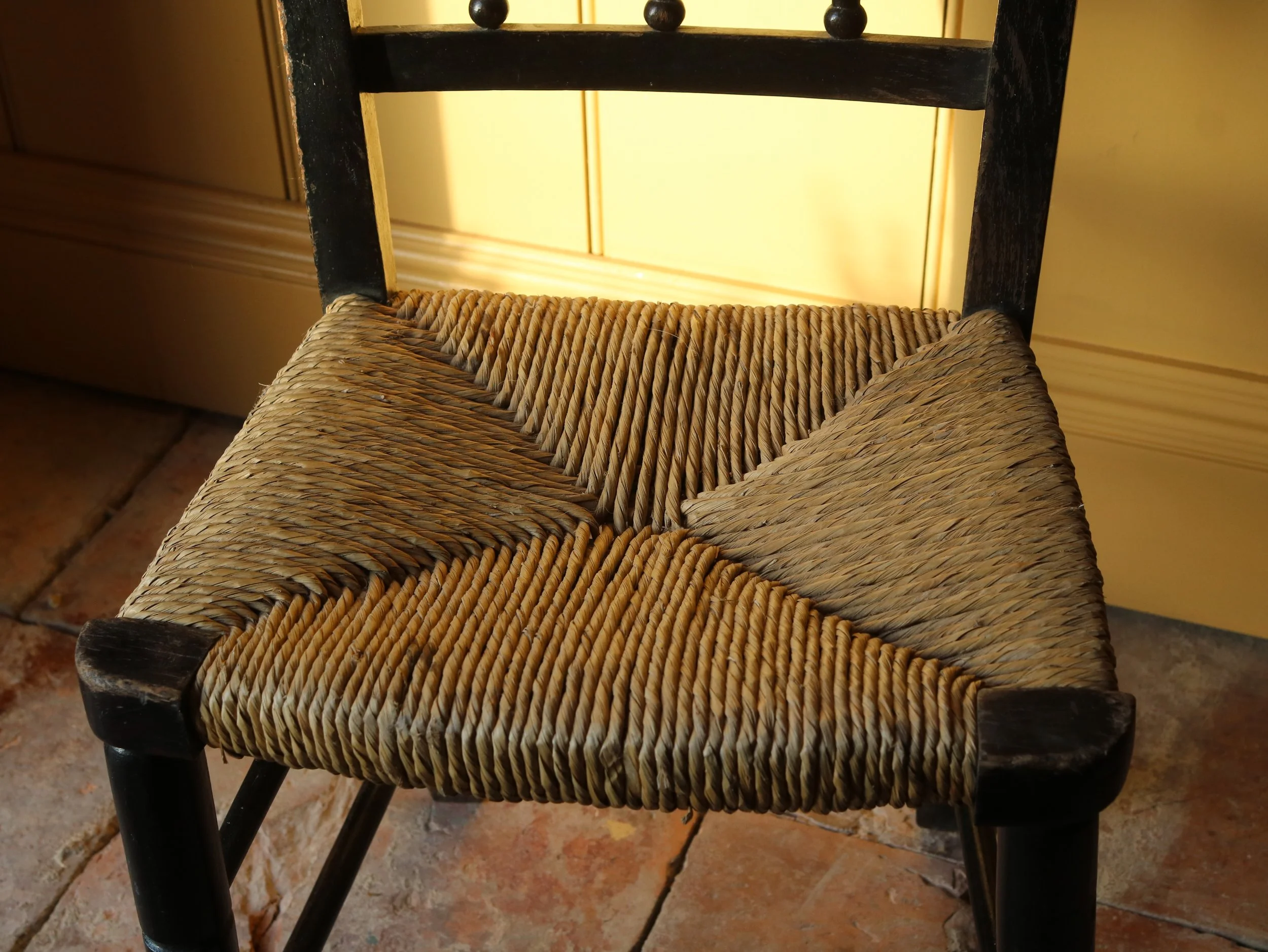 Antique English Child’s Spindle-Back Chair Close Up
