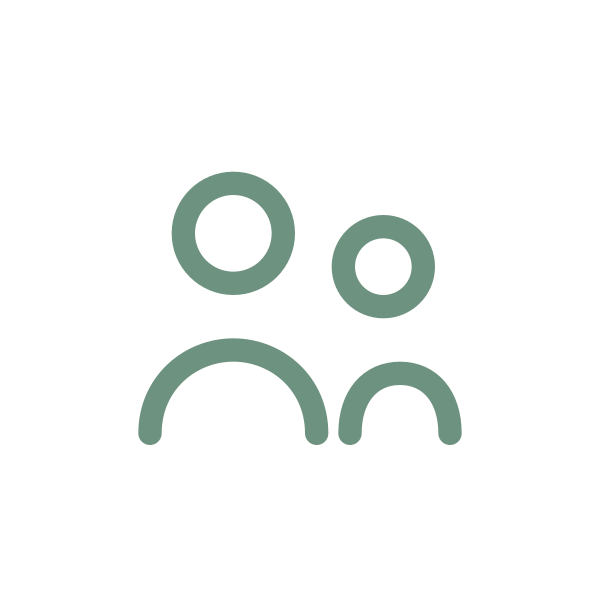 Icon of two people, one larger and one smaller, representing a parent and child or adult and child.