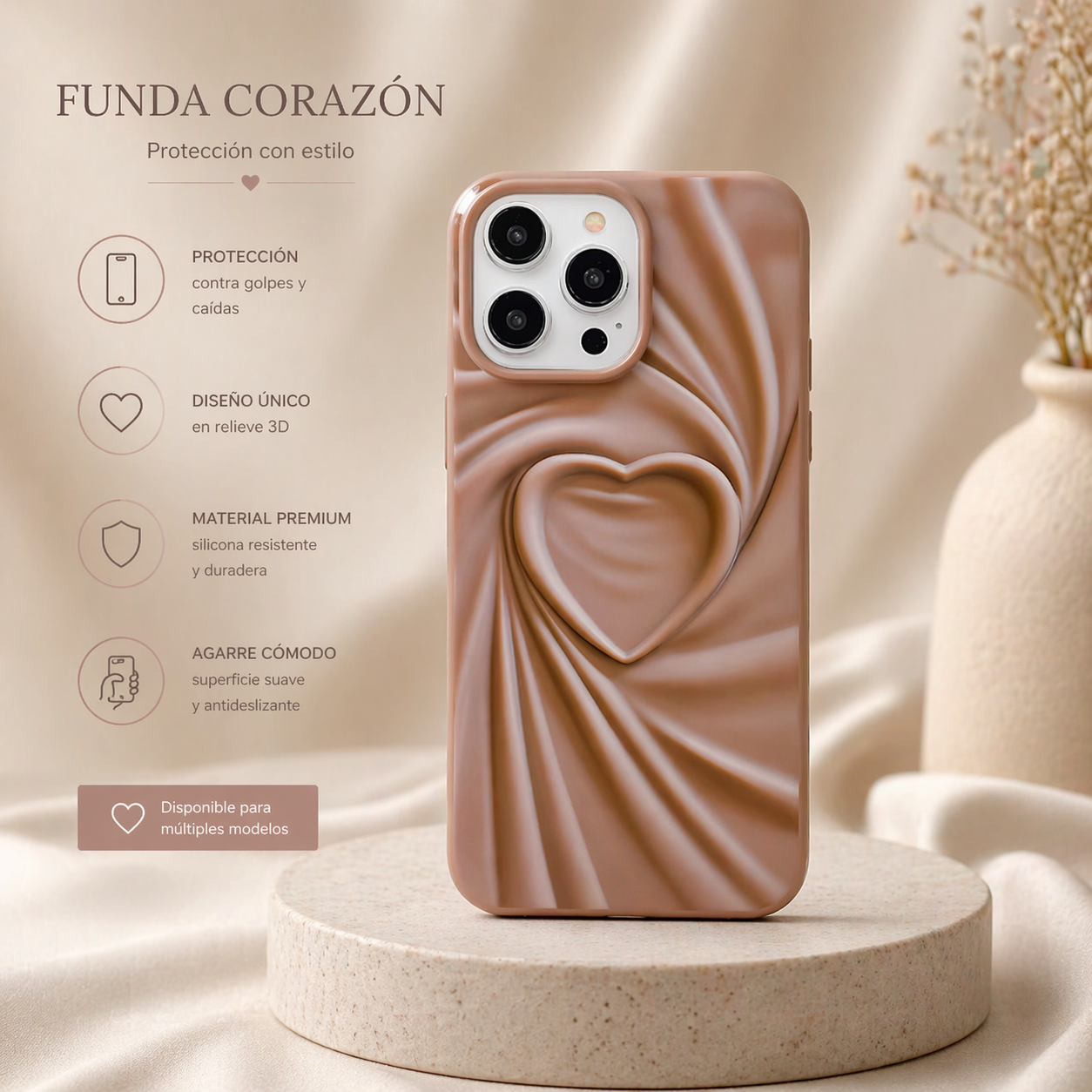 Funda Iphone 15 Pro Max Color Marrón claro