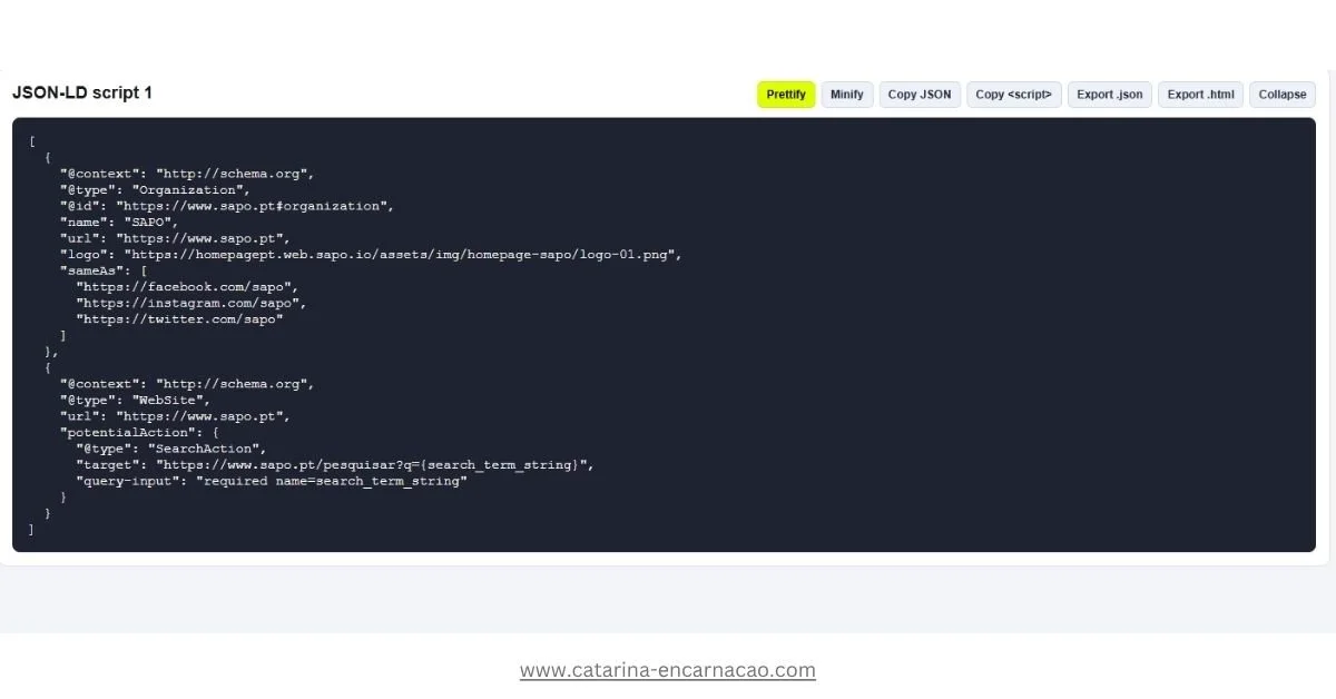 exemplo de codigo json-ld script, schema markup, dados estruturados