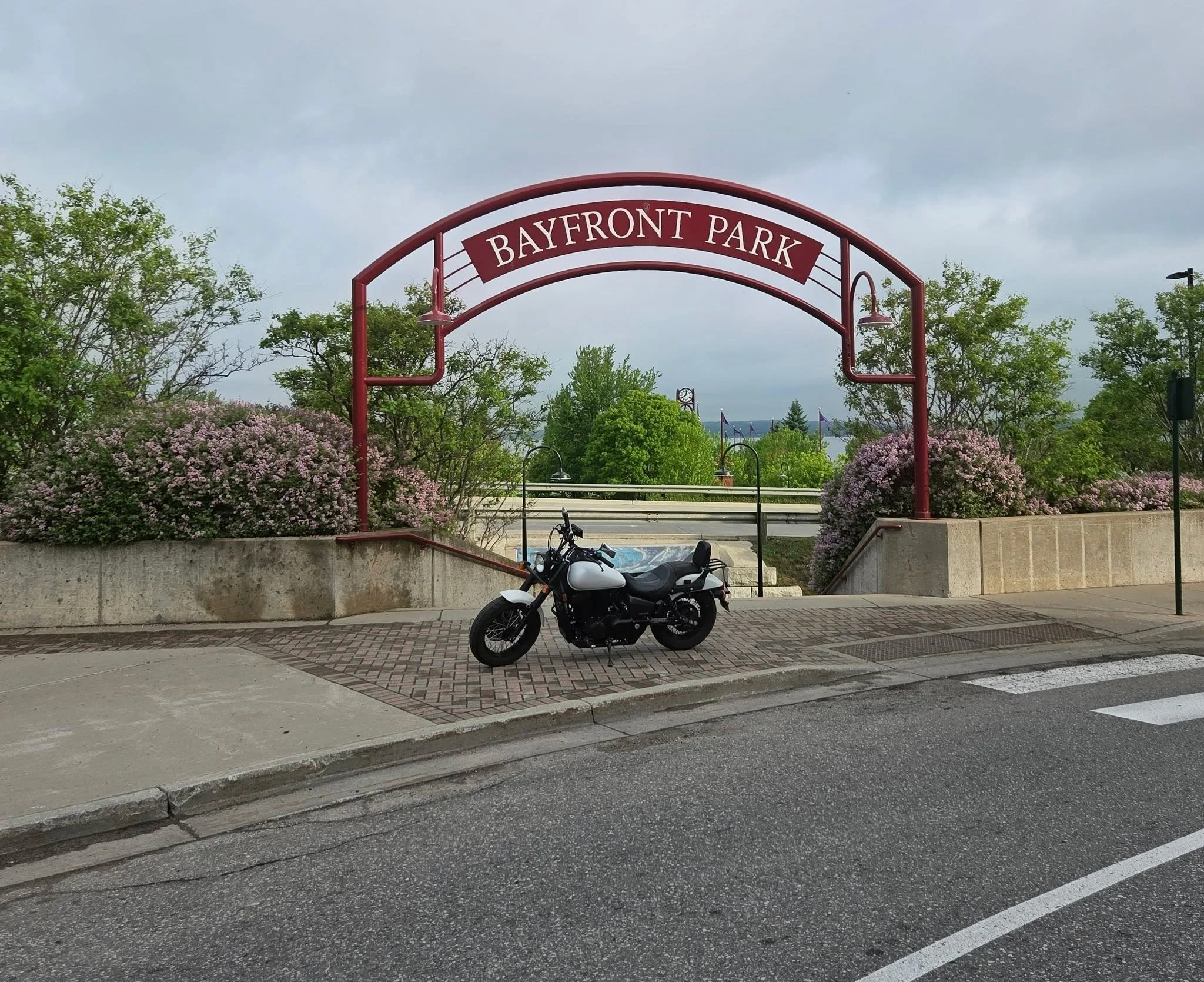 Just a quick stop on the way into work this morning. I didn't see a "No Parking" sign.
 #motorcycle #hondashadow #petoskey #petoskeywaterfront