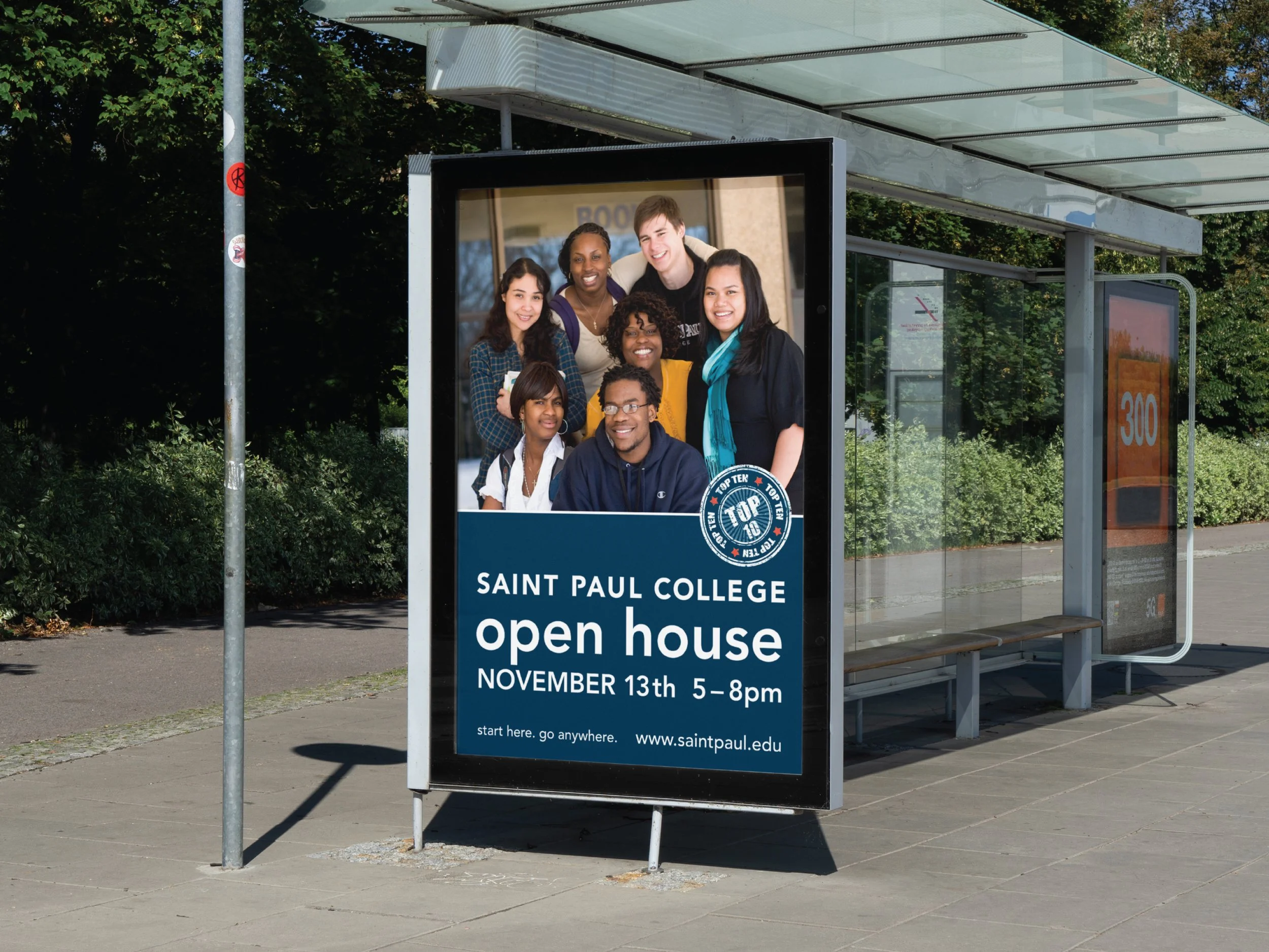 college open house bus stop signage
