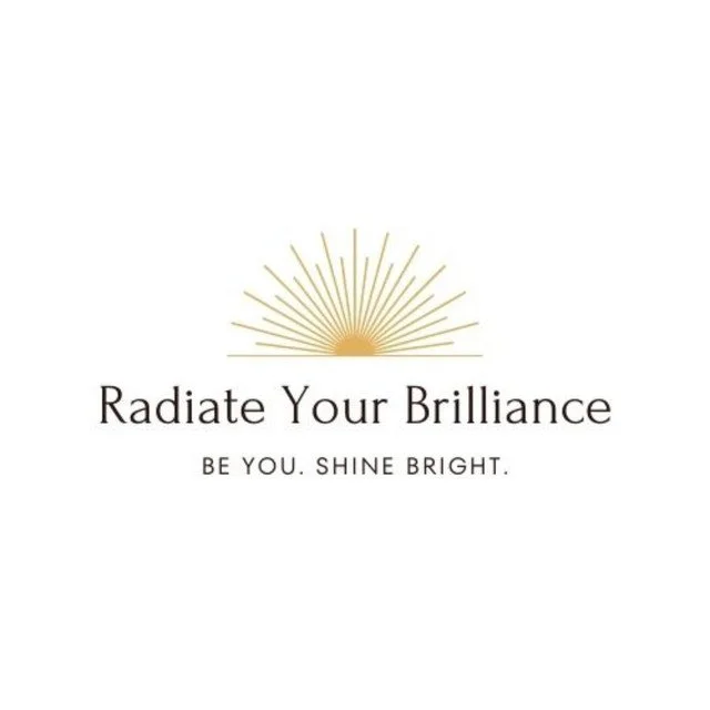 Inspirational quote with a sunrise graphic that says, "Radiate Your Brilliance. Be you. Shine bright."