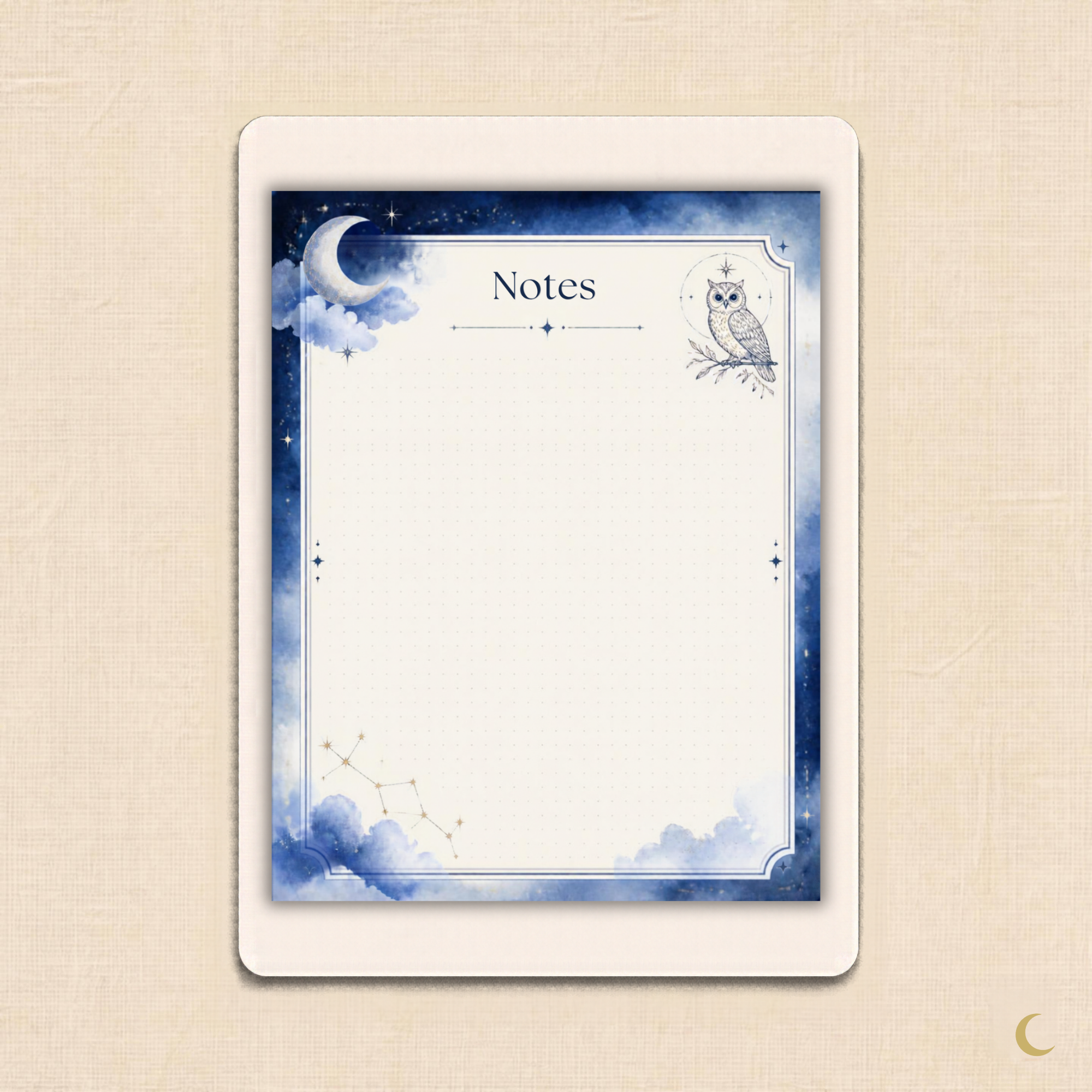 Owl & Moon Dotted Notes Page