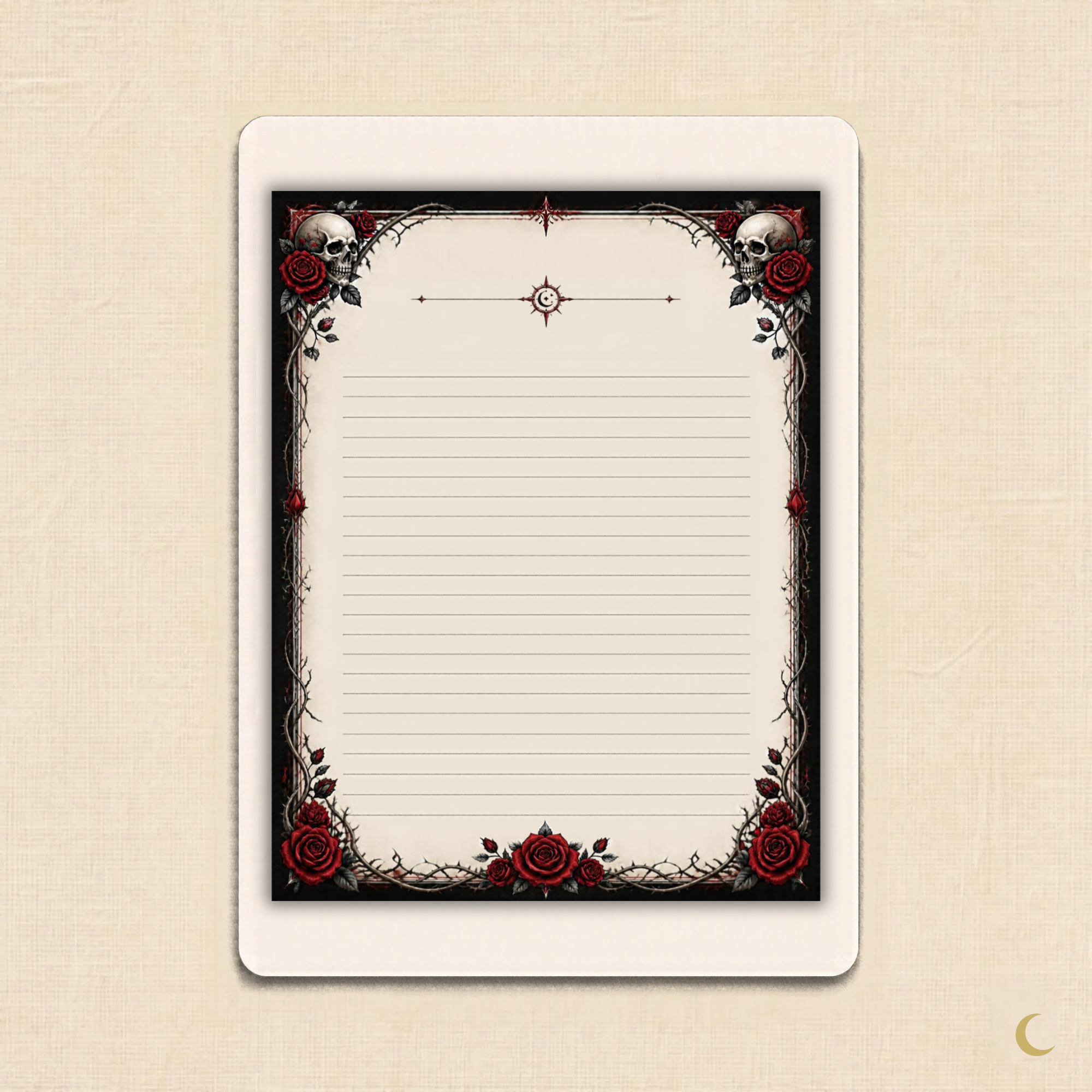 Bones & Briar Lined (Skull & Roses) Journal Page