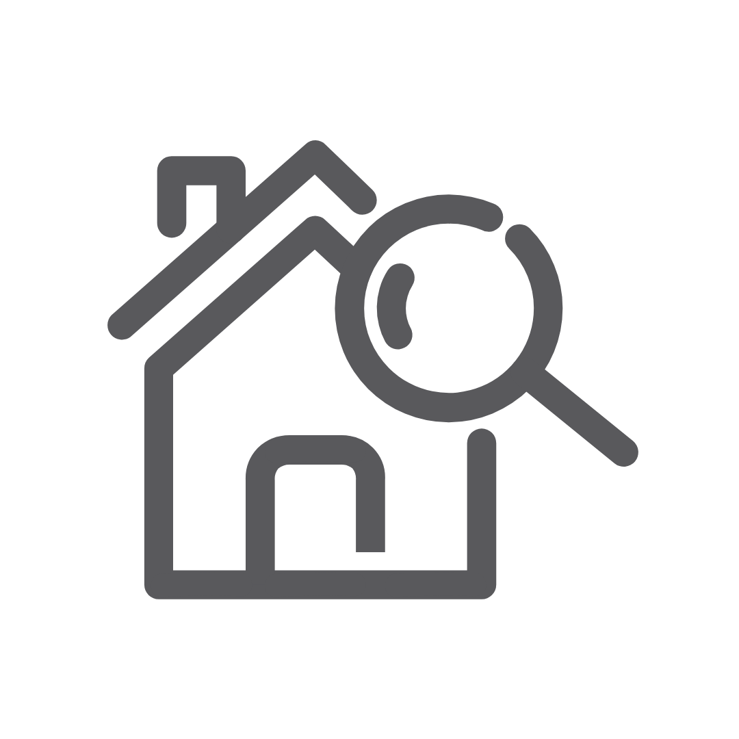 Icon of a house with a magnifying glass.