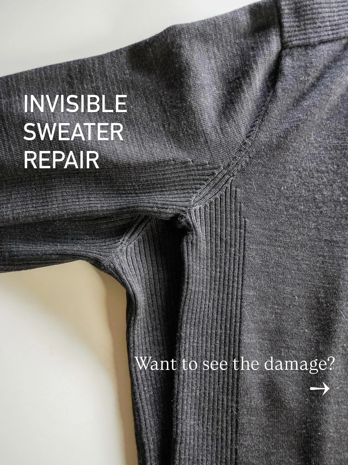 Nearly invisible repairs on a fine knit Patagonia sweater. 

#clothingrepair #mending #invisiblemending