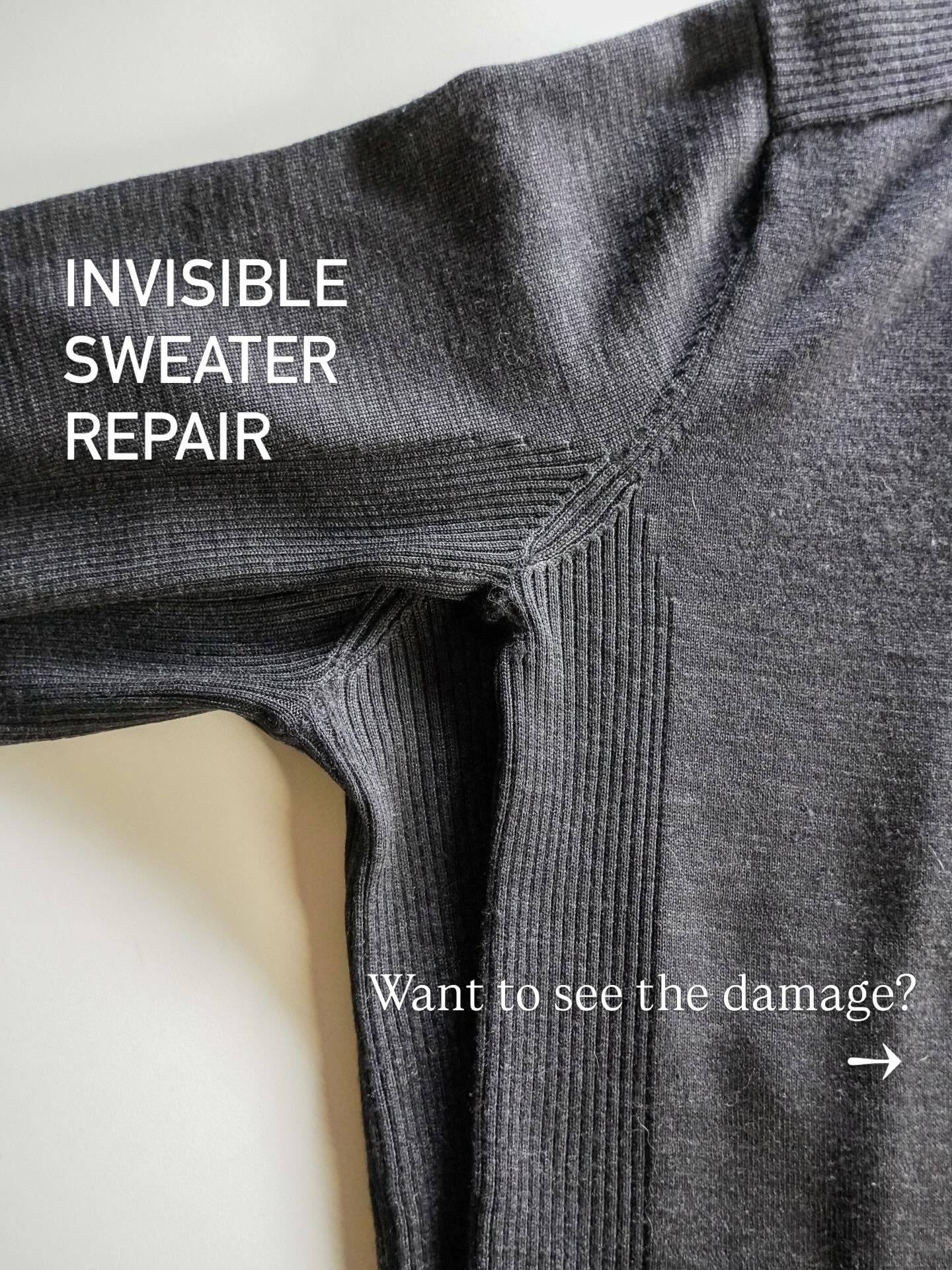Nearly invisible repairs on a fine knit Patagonia sweater. 

#clothingrepair #mending #invisiblemending