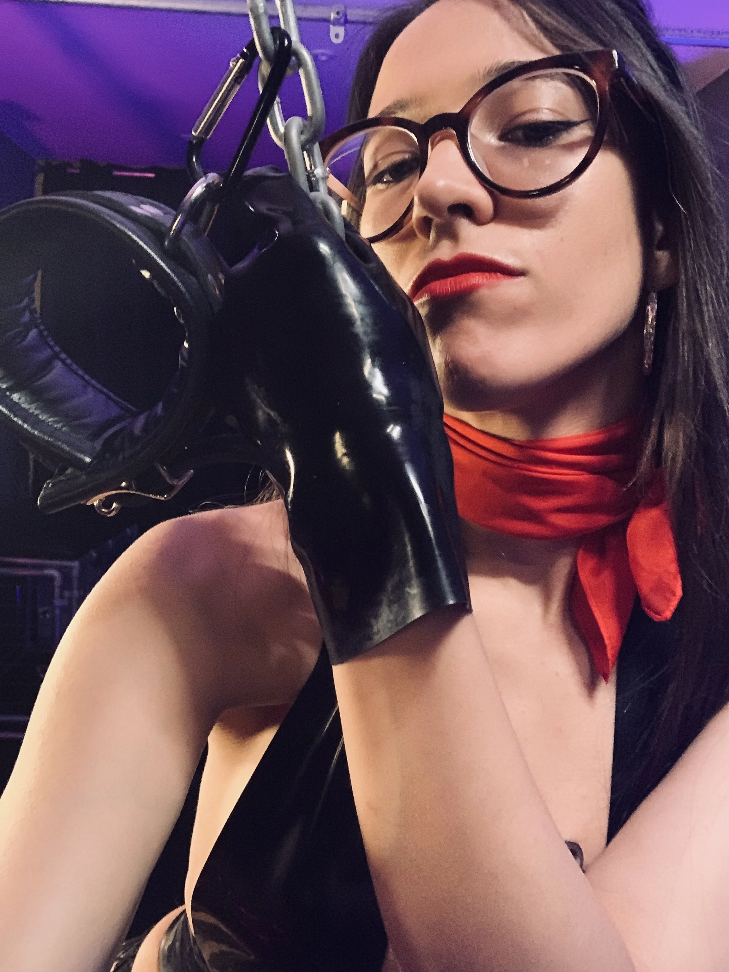 Intense eyegaze of London dominatrix Mistress Fun