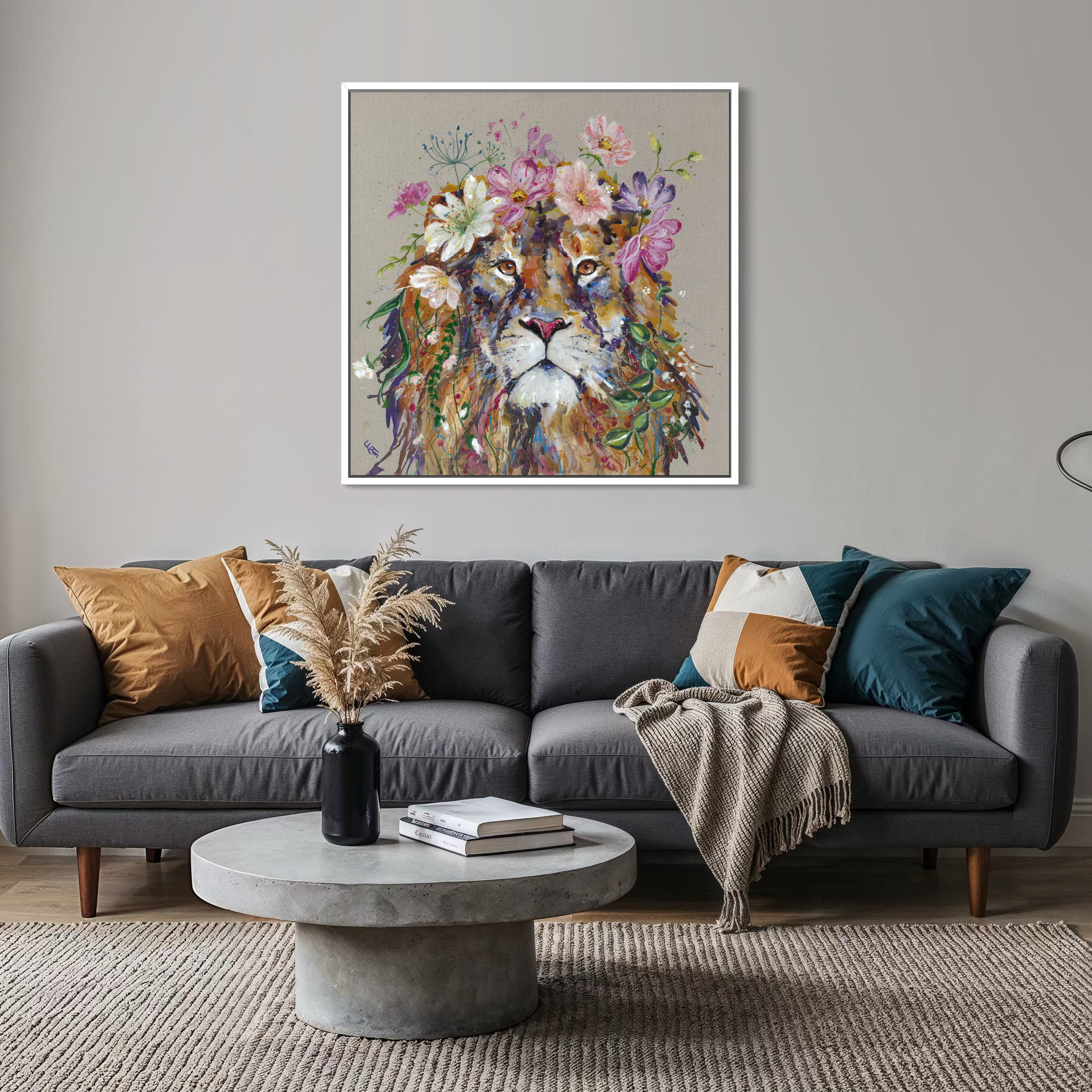 Cosmo canvas print by Louise Luton in lounge setting.png