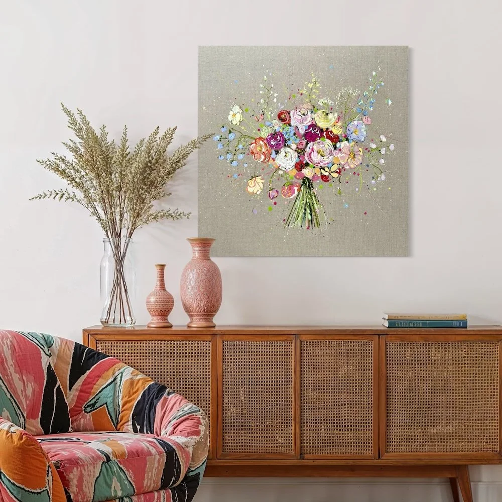 Lucia flower bouquet painting by Louise Luton in hallway setting.jpeg