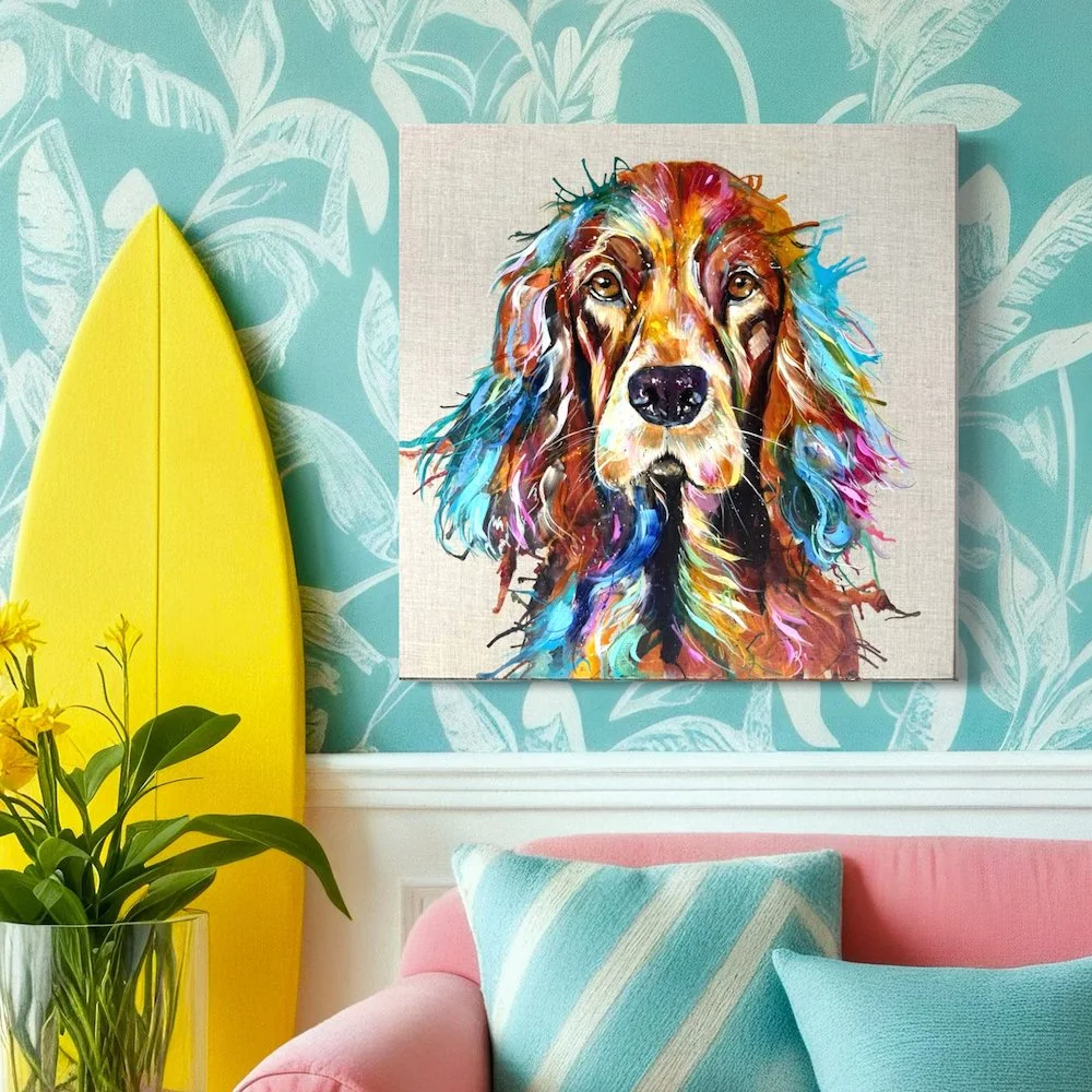 cocker spaniel in pastel colours room setting by Louise LUton.jpeg
