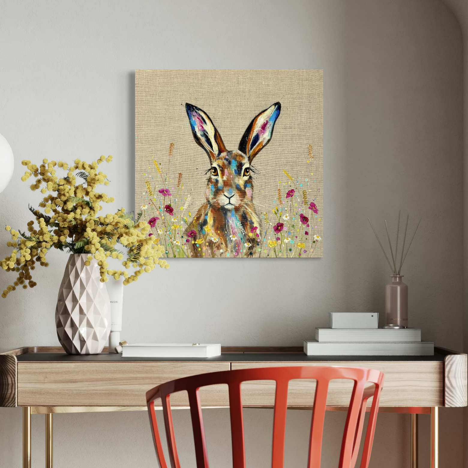 FLwoer meadow hare by Louise Luton in desk setting.png