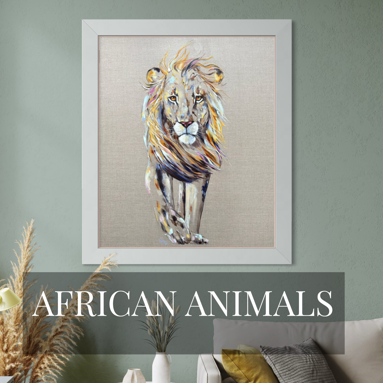 picture of an oil painting of a lion by Louise Luton