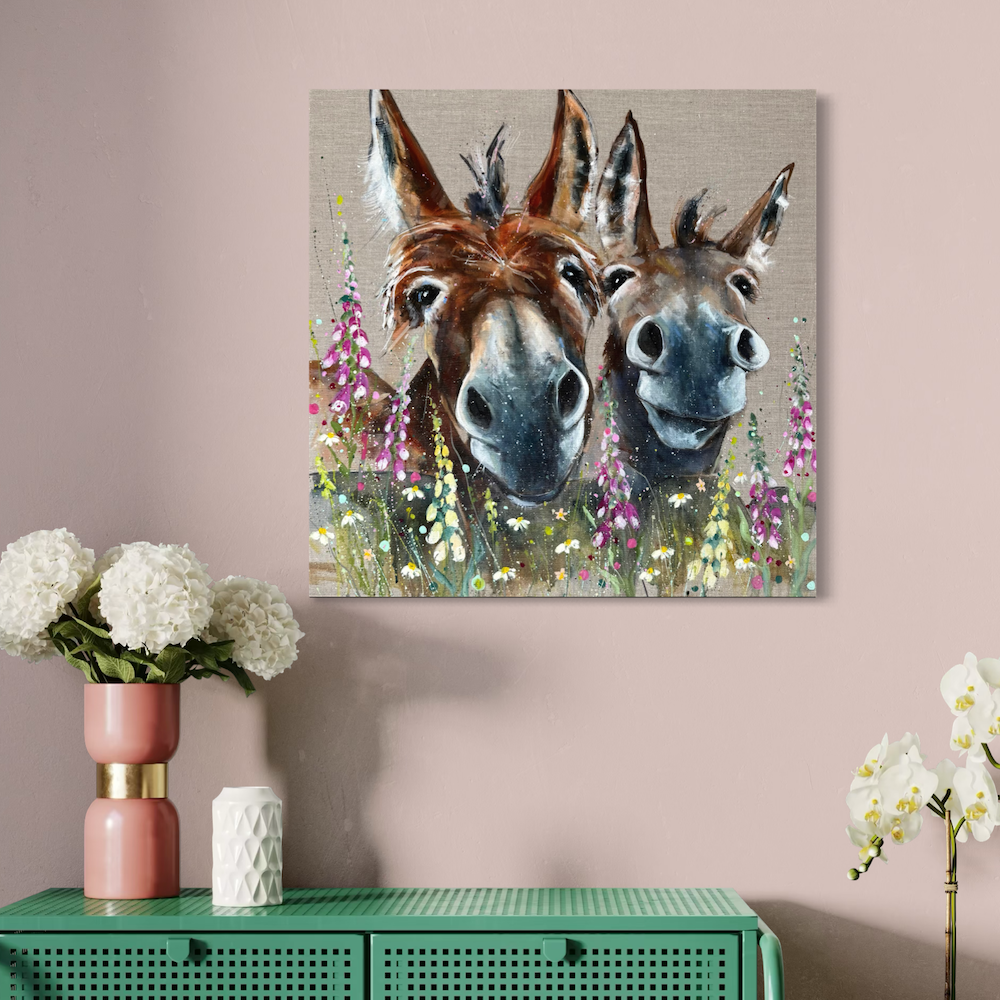 painting of donkeys by Louise Luton in pink room.png