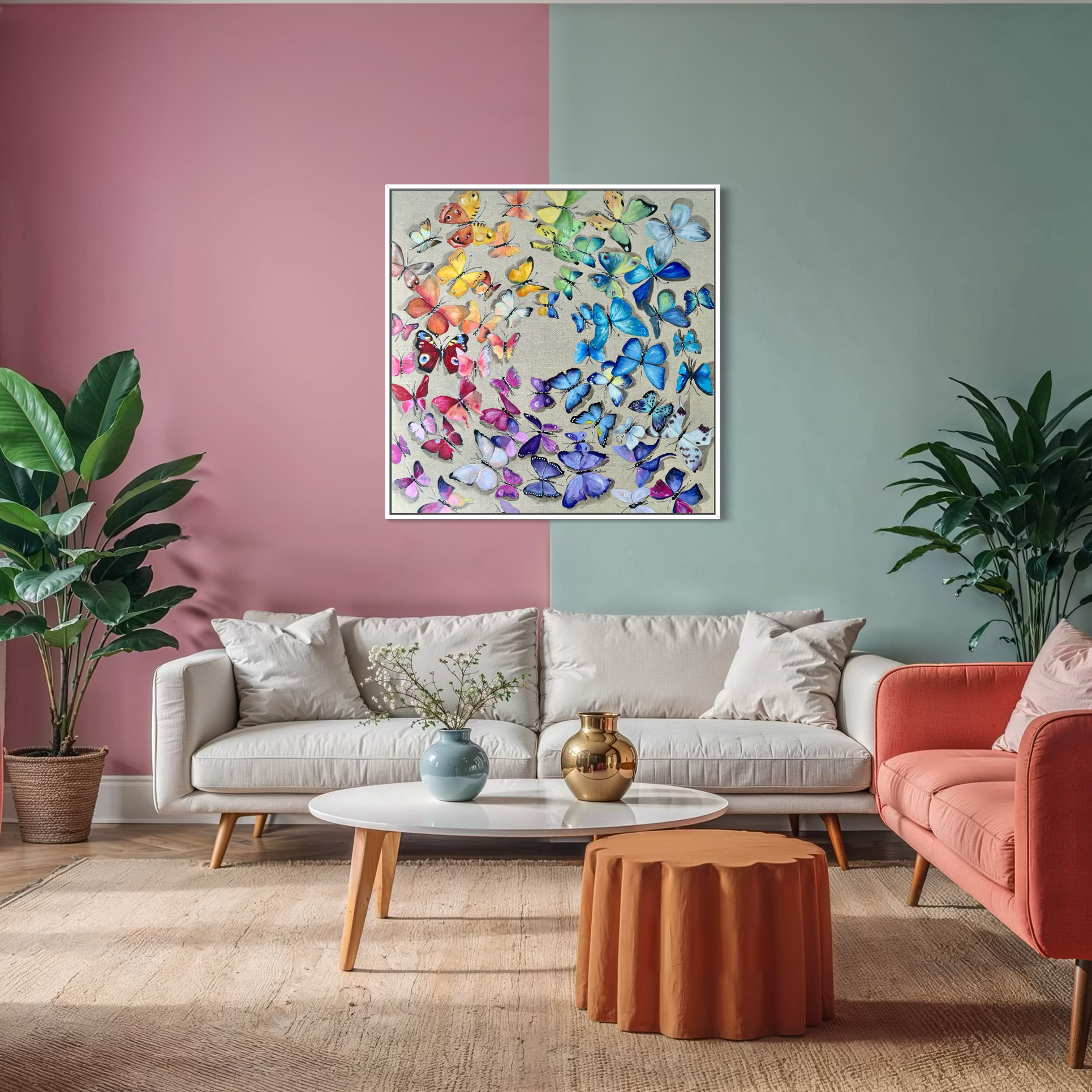 butterfly painting by Louise Luton in colourful room.png