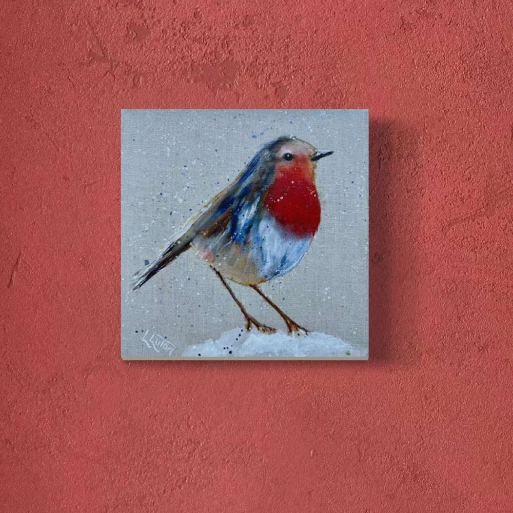 Mini Robin on red wall by Louise Luton.jpeg