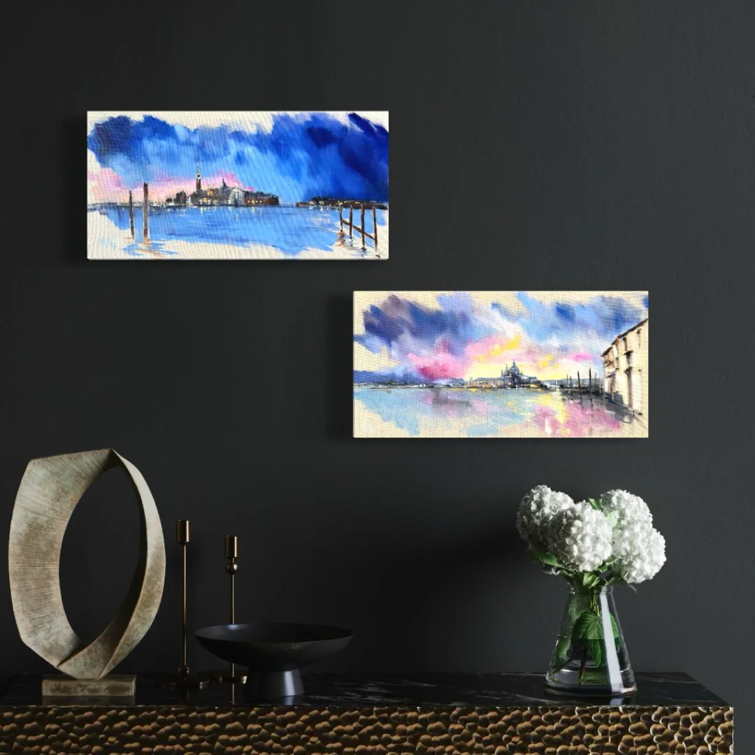 from dawn till dusk venice paintings in room setting.jpeg