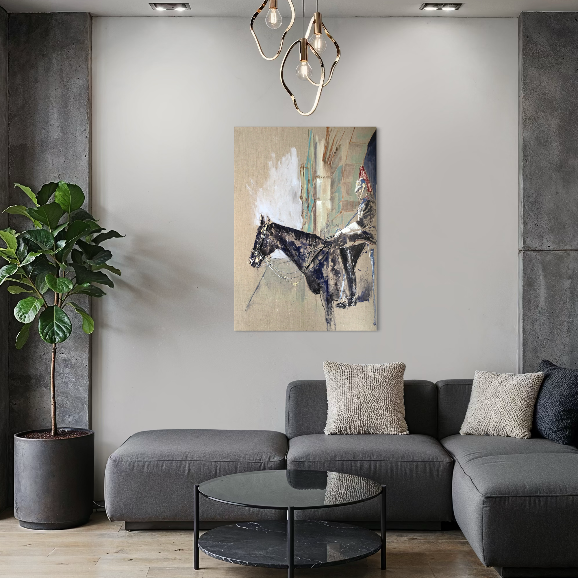 Marking time painting by Louise Luton in grey room setting.png