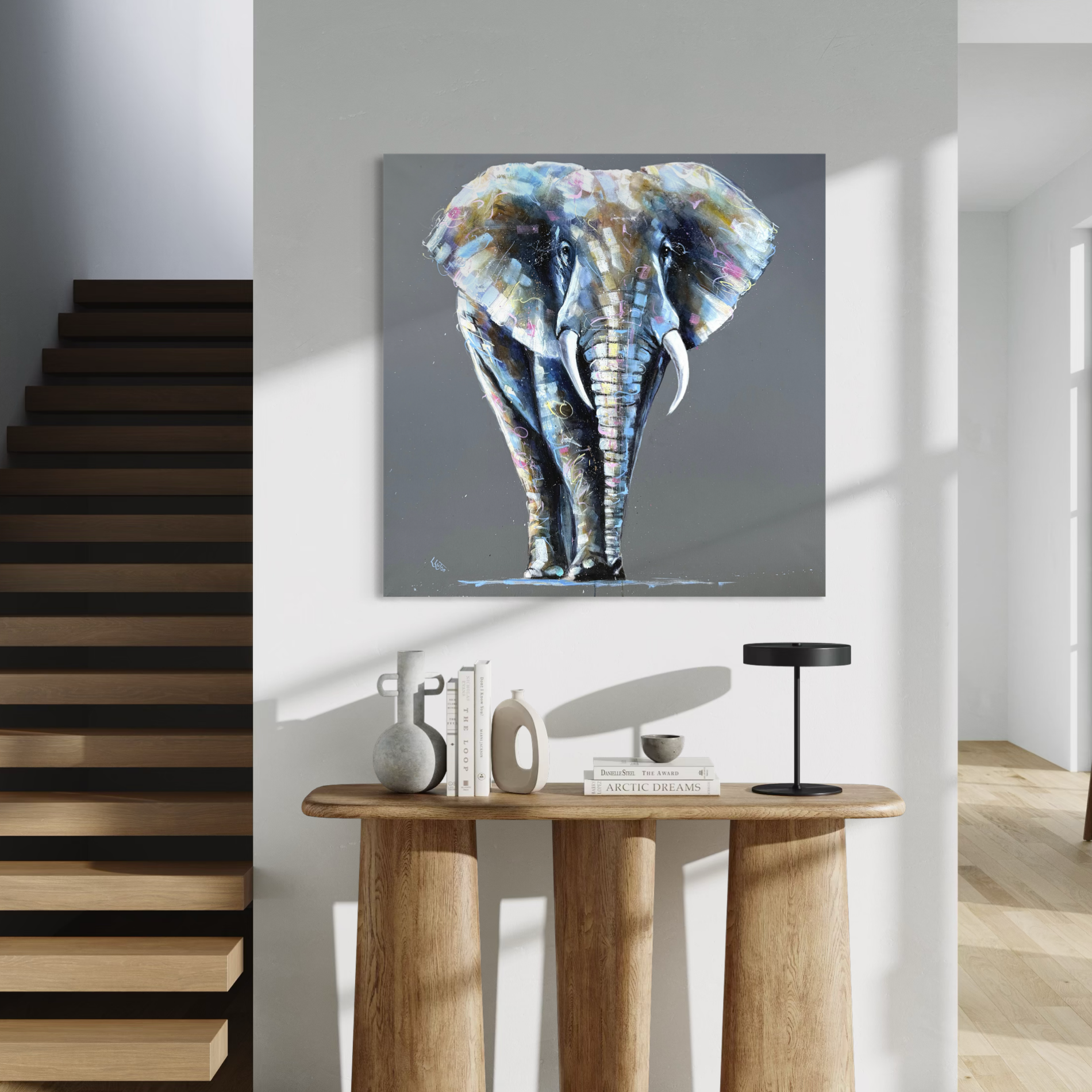 Jabali elephant by Louise Luton in hall setting.png
