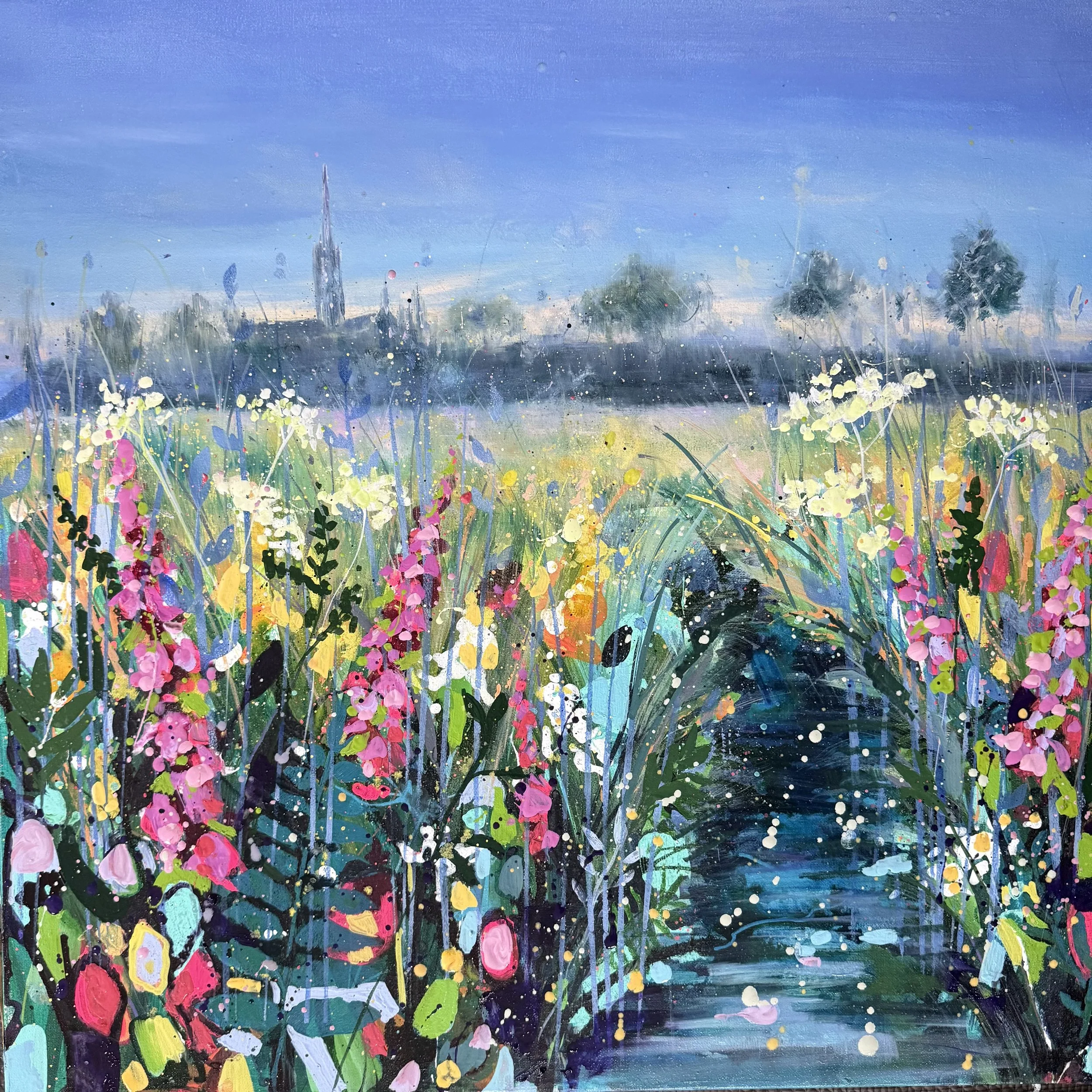 Misty morning over Salisbury water meadows