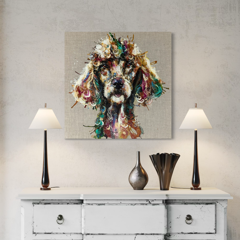 standard poodle by Louise Luton in white room setting.png