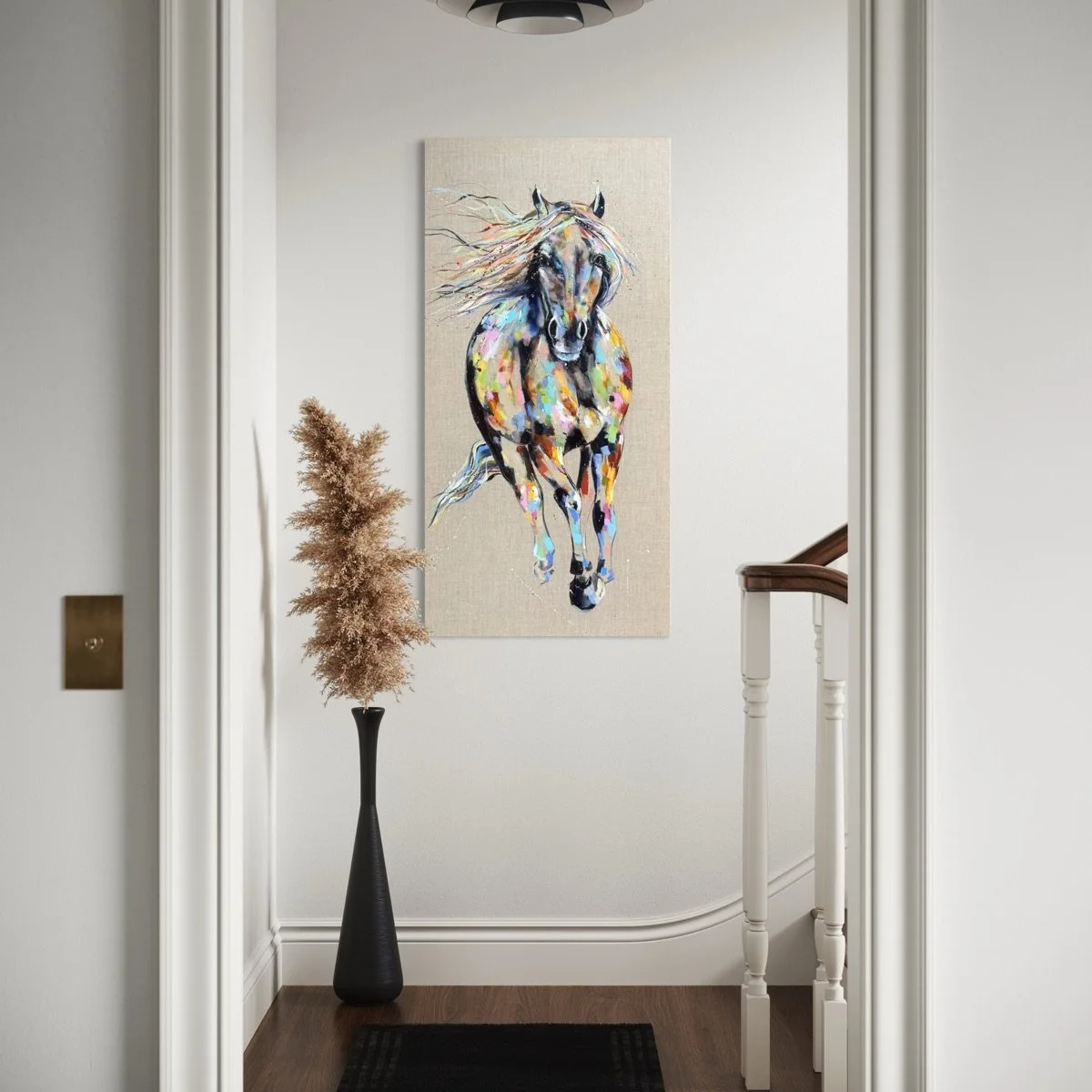 apollo colourful horse by Louise Luton in hall setting.jpg