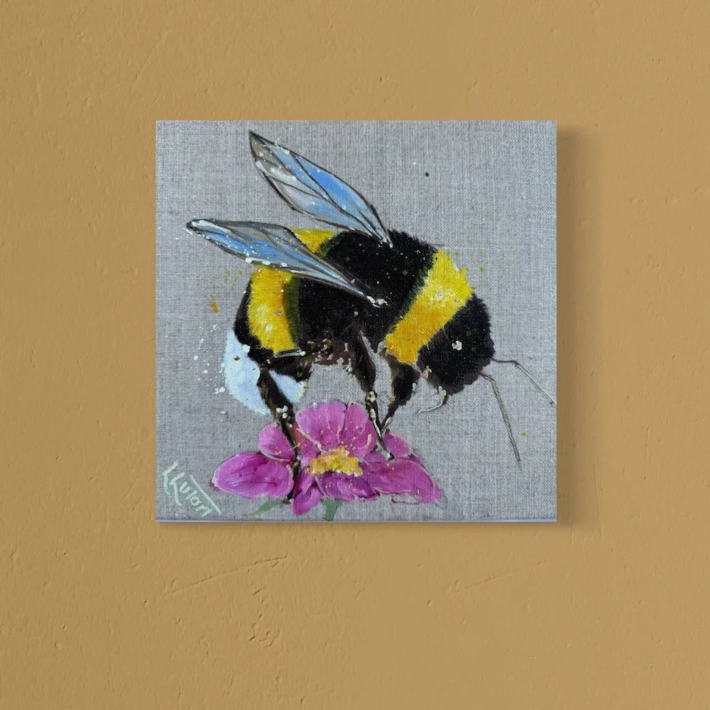 Mini bee by Louise Luton on yellow wall.jpeg