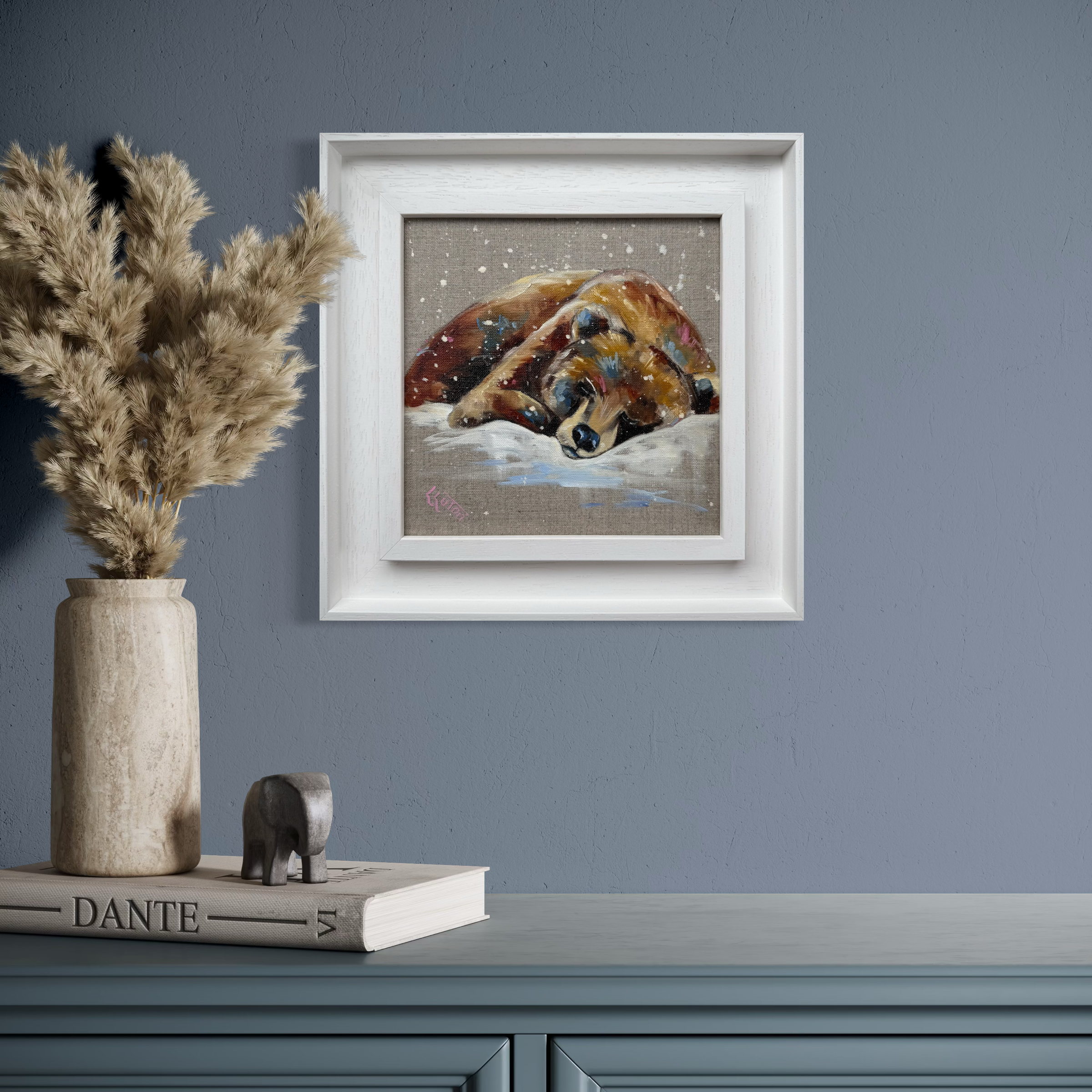 Snoozy bear painting by Louise Luton in room setting.png
