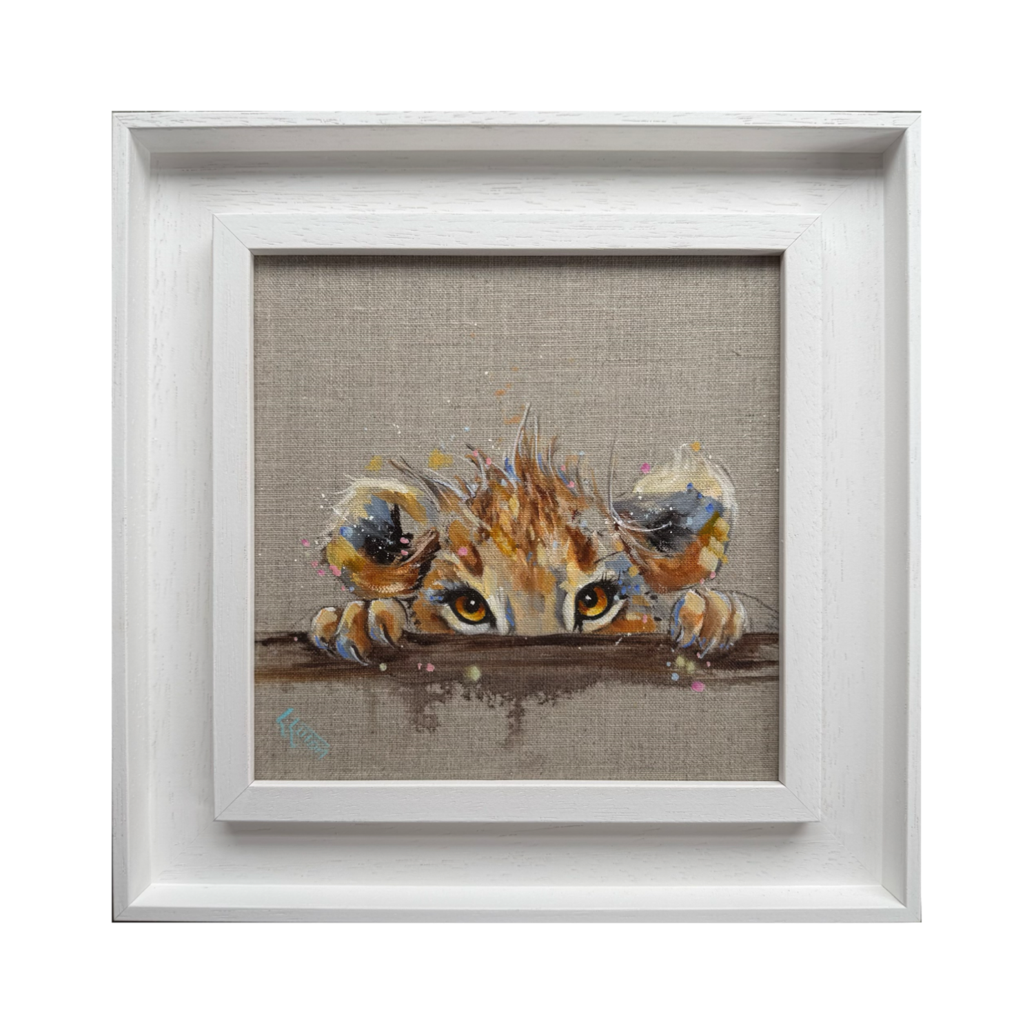 lion cub painting in st ives frame by Louise Luton.png